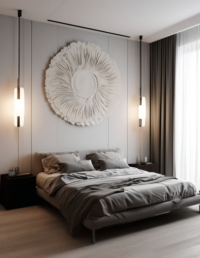 Современные спальни с различным декором и панелями