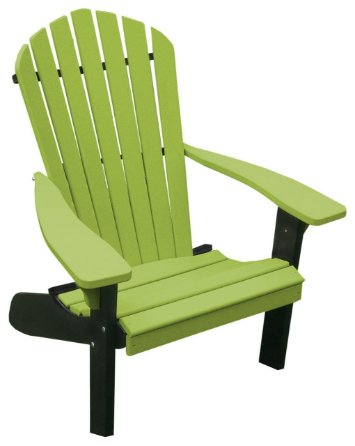 Poly Fanback Adirondack Chair, Tropical Lime, Black Frame