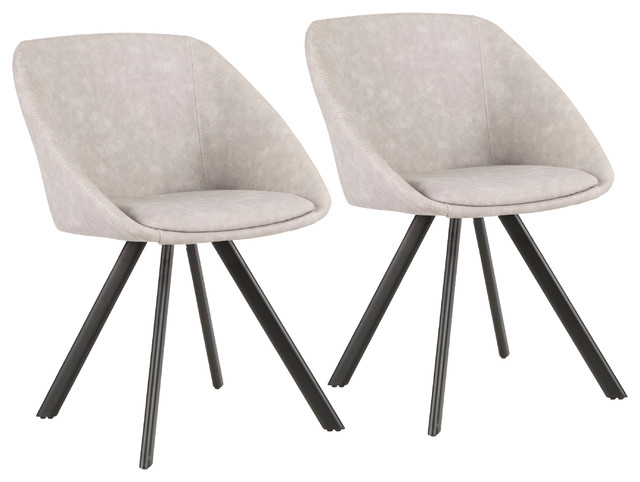 Lumisource Matisse Chair, Gray PU Leather, Set of 2