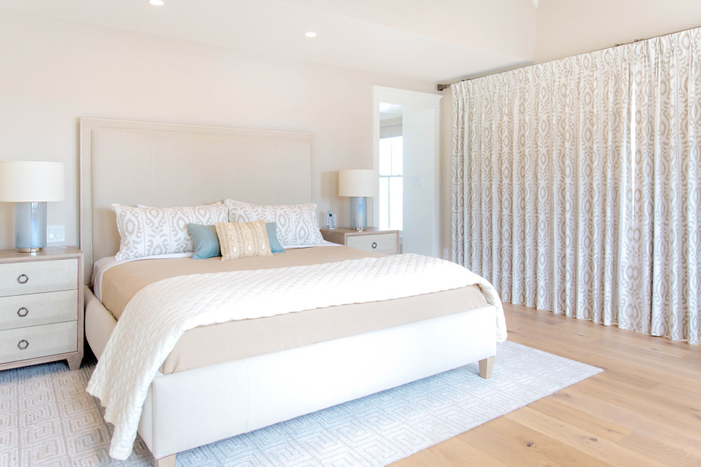 Photo of a mid-sized transitional master bedroom in Other.