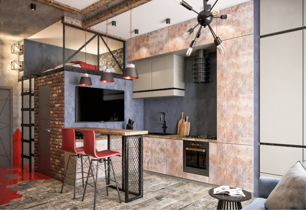 Квартира-студия 37м2 для молодой семьи в стиле Лофт