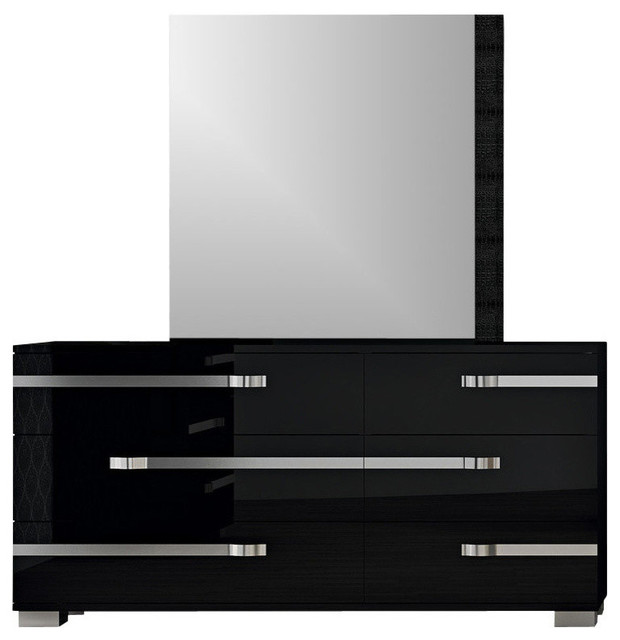 Volare 6 Drawer Double Dresser Black Contemporary Dressers By Volare 6 Drawer Double Dresser Black