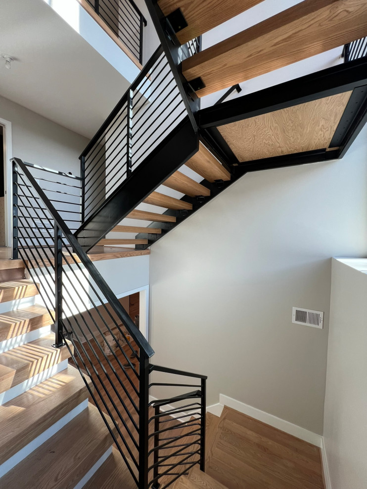 New metal staircase with metal railings