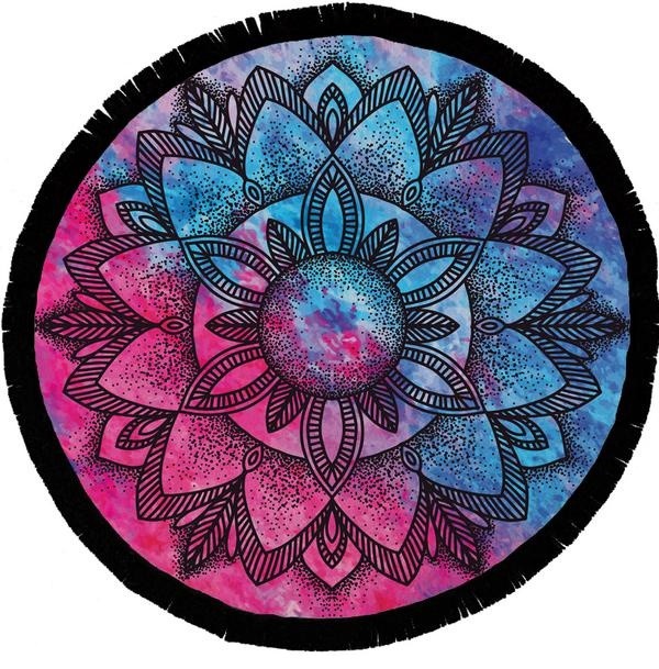 Goddess Mandala Watercolor Round Beach Towel Contemporary