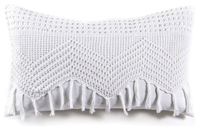 Corner Fringe Pillow Cover Stone White West Elm