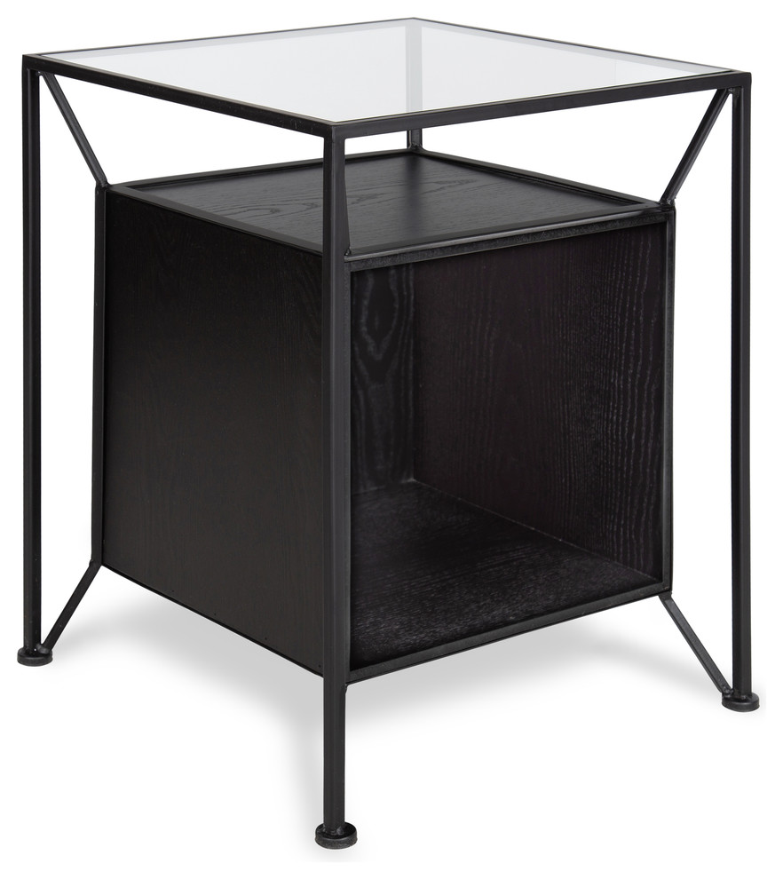 Kate and Laurel Garrod Record Storage End Table Transitional Side