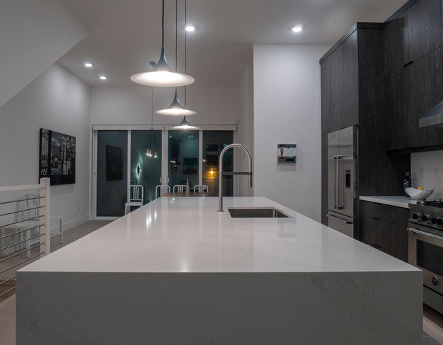 Quartz With Waterfall Panel Modern Kitchen Sacramento By