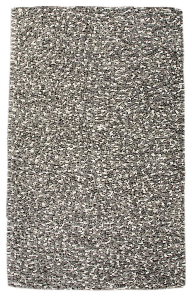 Handmade Textured Wool Gray/Ivory Area Rug (5 x 8)