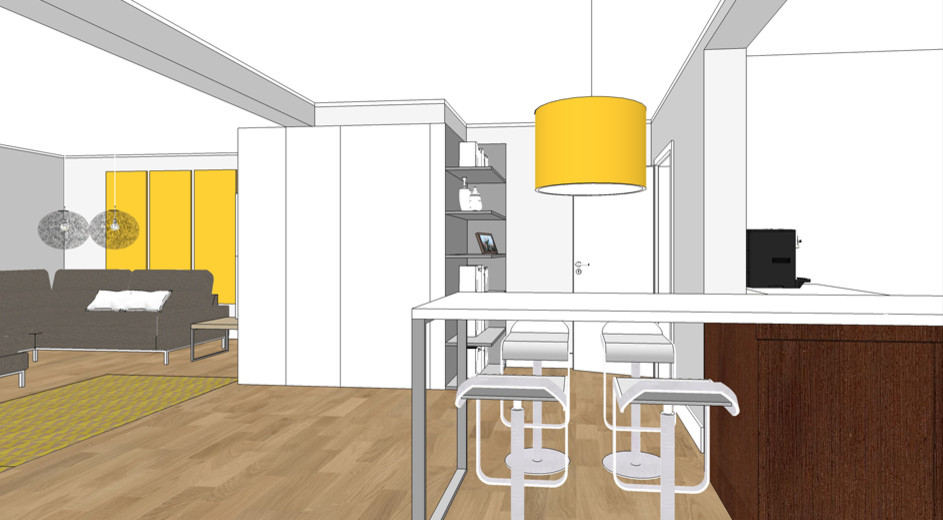 3D Entwurfsskizze Küche, Haus B