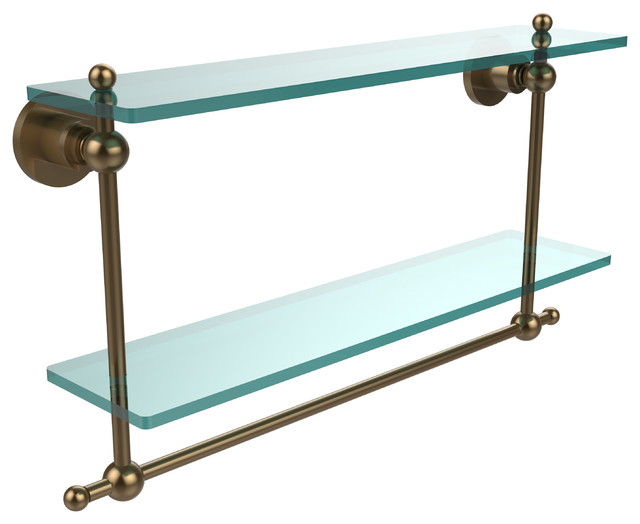 22X5 Glass Shelf With Towel Bar, Brushed Bronze Contemporary Bathroom Cabinets And 22X5 Glass Shelf With Towel Bar, Brushed Bronze Contemporary Bathroom Cabinets And