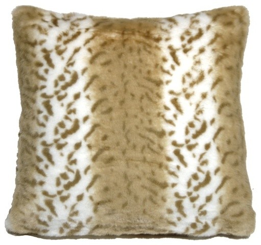 Pillow Decor - Tawny Lynx Faux Fur Throw Pillow, 20" X 20"