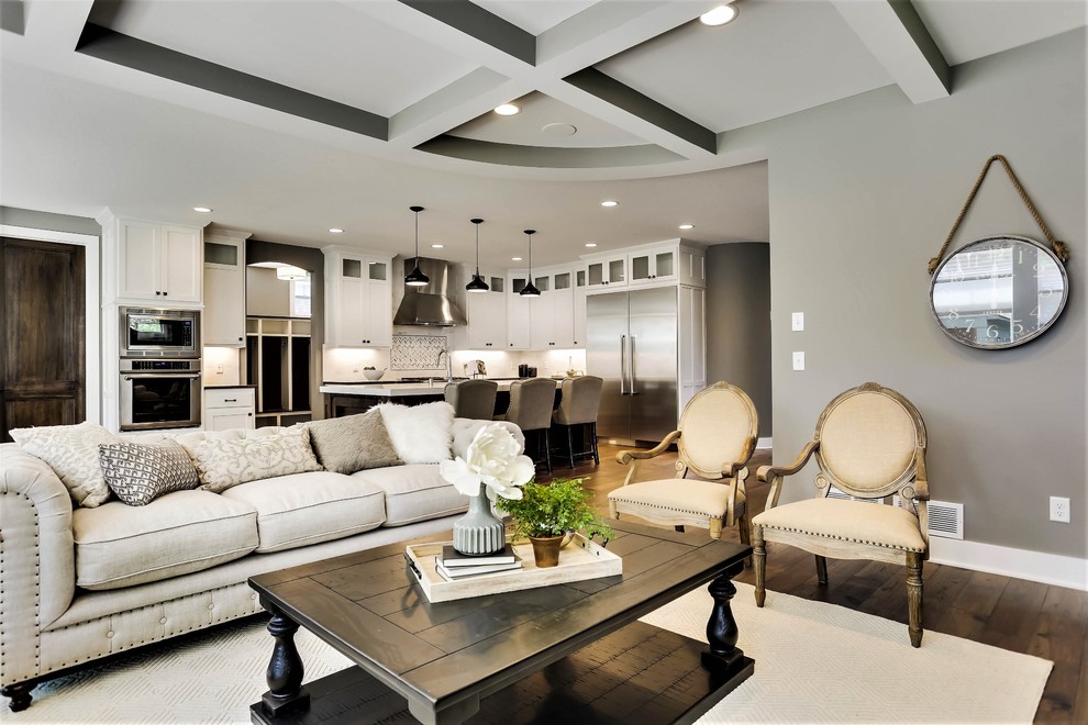 Transitional living room in Minneapolis with medium hardwood floors.