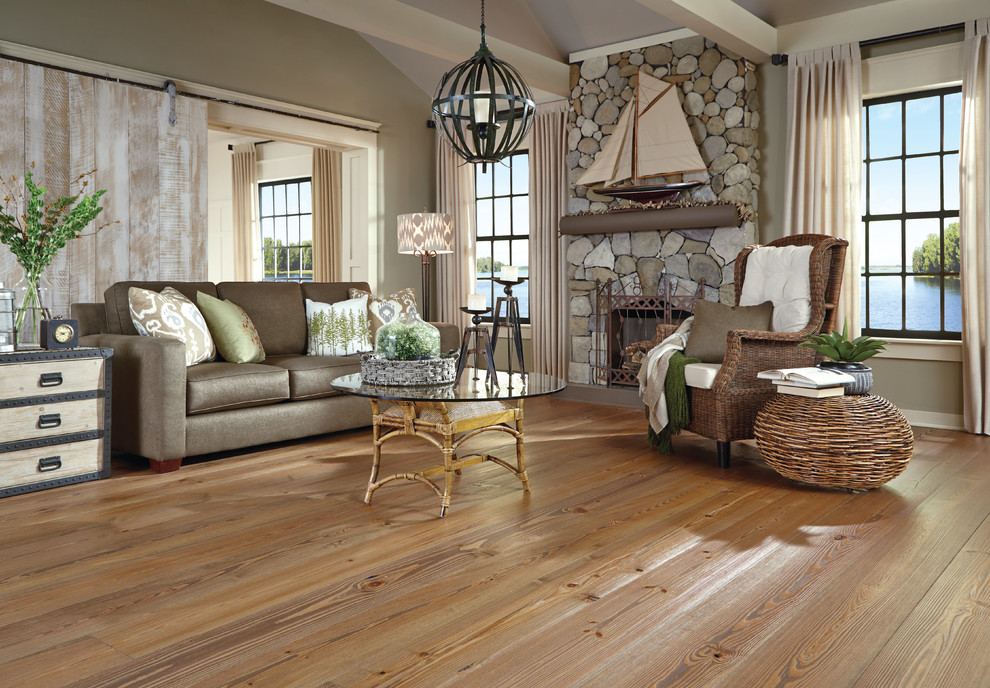 Mountain style living room photo in Boston