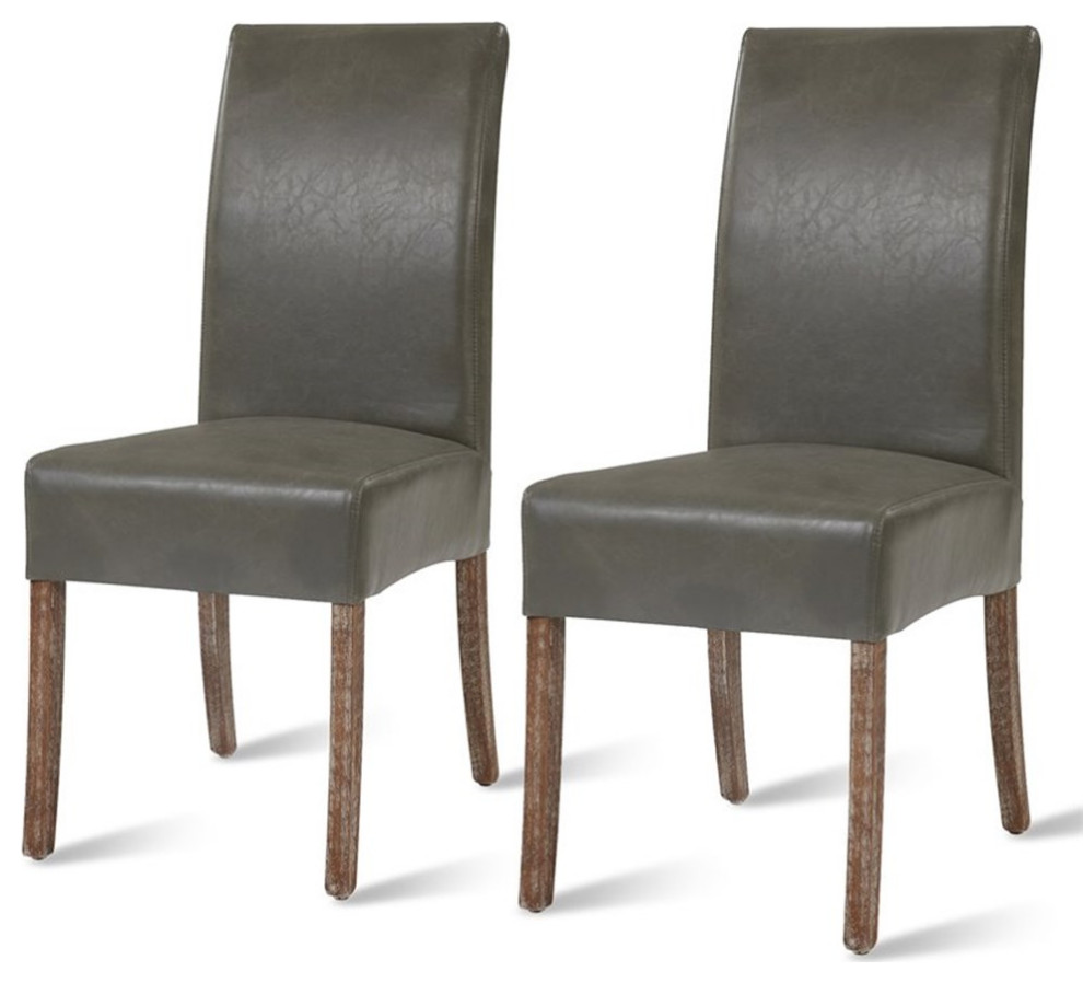 New Pacific Direct Valencia 19" Bonded Leather Chair in Gray (Set of 2)