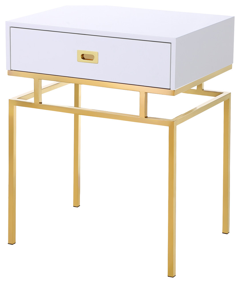 White and Gold Nightstand Contemporary Nightstands And Bedside
