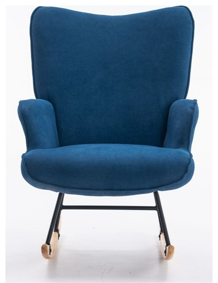 Contemporary Modern Style Rocking Chair-Fabric Accent Chair-Blue
