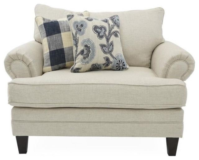 Southern Home Furnishings Catalina Linen Fabric Chair in Khaki Gray Armchairs And Accent