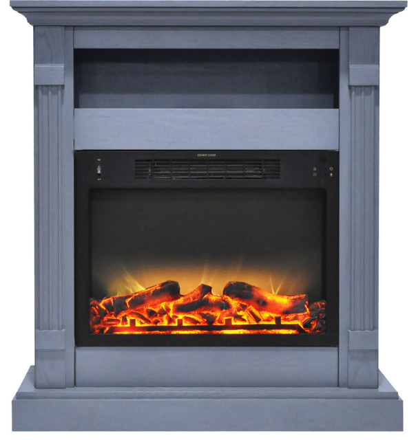 Sienna 34 Electric Fireplace With Enhanced Log Display And Slate Blue Mantel Traditional Indoor Fireplaces By Almo Fulfillment Services Houzz