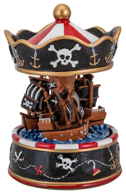 6.5" Children's Rotating Pirate Ship Carousel Music Box