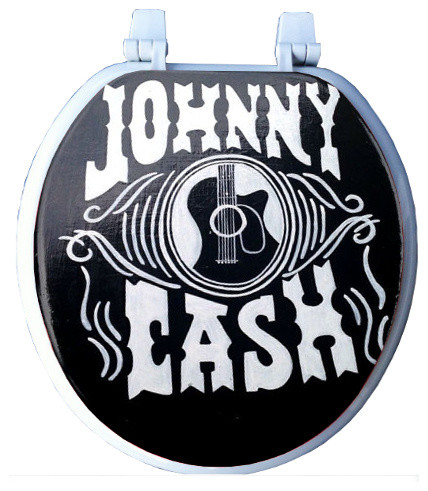 Johnny Cash Hand Painted Toilet Seat, Elongated