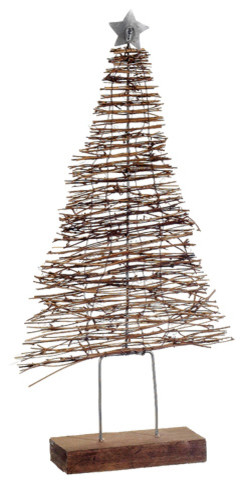 Silk Plants Direct Twig Christmas Tree Table Top, Pack of 2