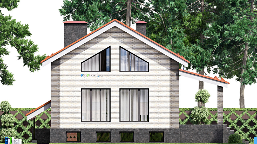 Проект дома с мансардой 12х13 м S129м2 F-15722