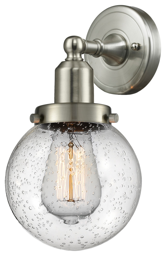 Beacon 1-Light 6" Sconce Brushed Satin Nickel - Industrial - Wall ...