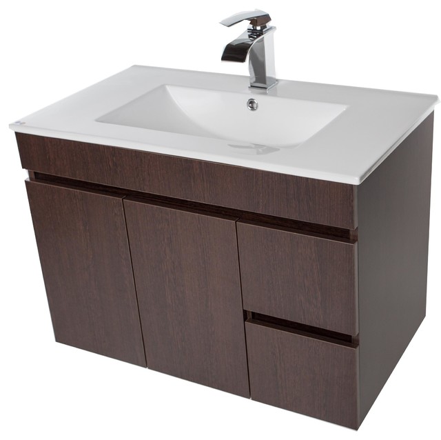 Strato Wall Mounted Bathroom Vanity Cabinet Set With Single Sink Modern Bathroom Vanities And Sink Consoles By Agm Home Store