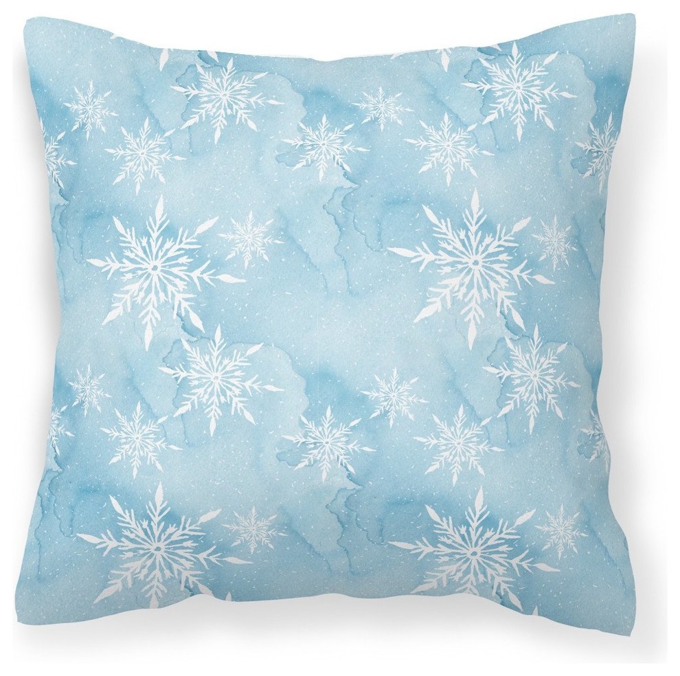 Watercolor Snowflake On Light Blue Fabric Decorative Pillow