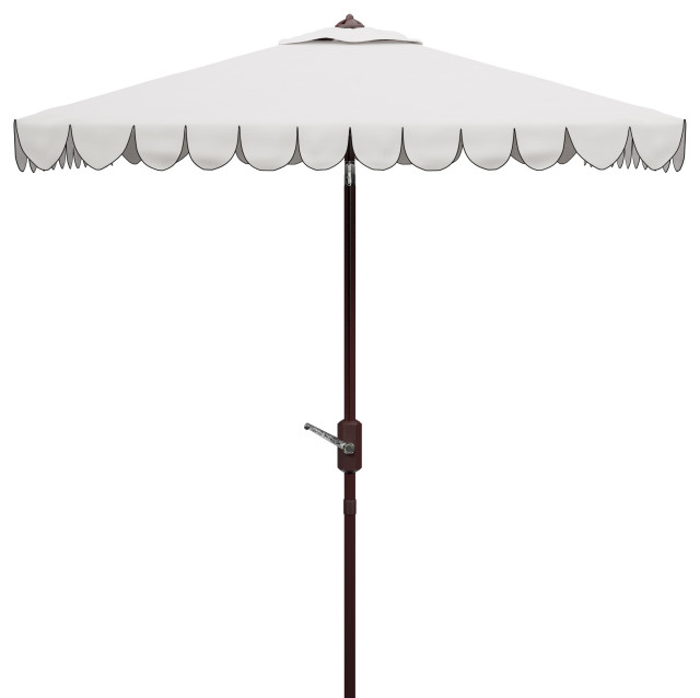 Safavieh Venice 7.5' Square Crank Umbrella, White/Black