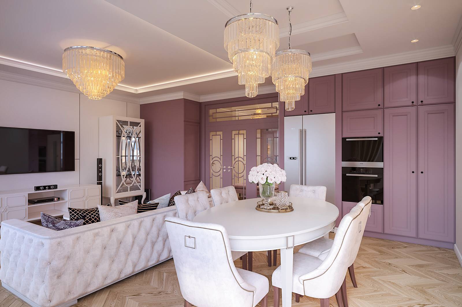 Квартира в ЖК Донской Олимп: кухня-гостиная