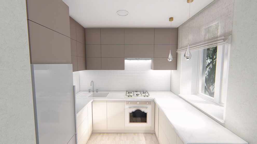 Гостиная-столовая и кухня в стиле современная классика