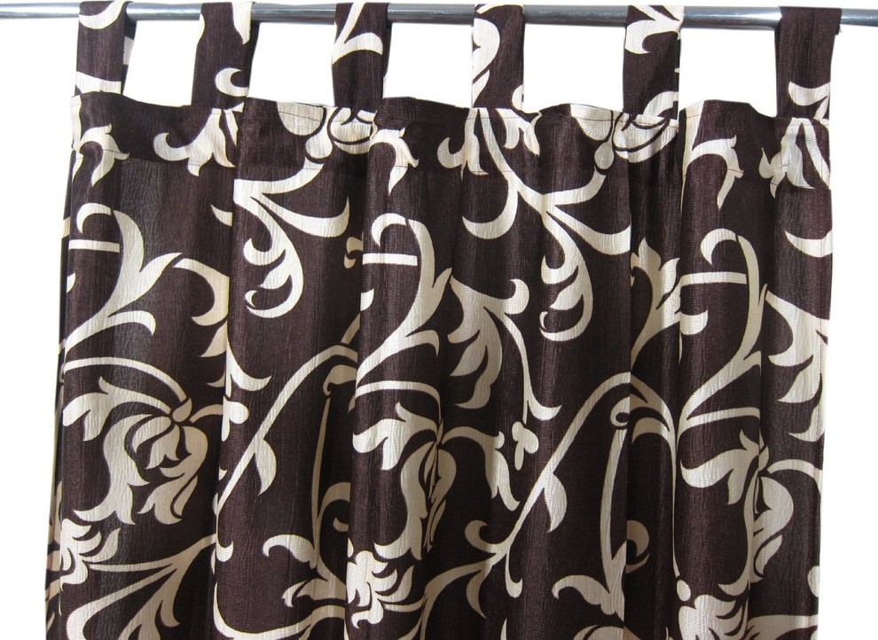 Sari Curtains Designer Printed Tab Top Saree Drapes Window Panels- Pair, 48"x96"