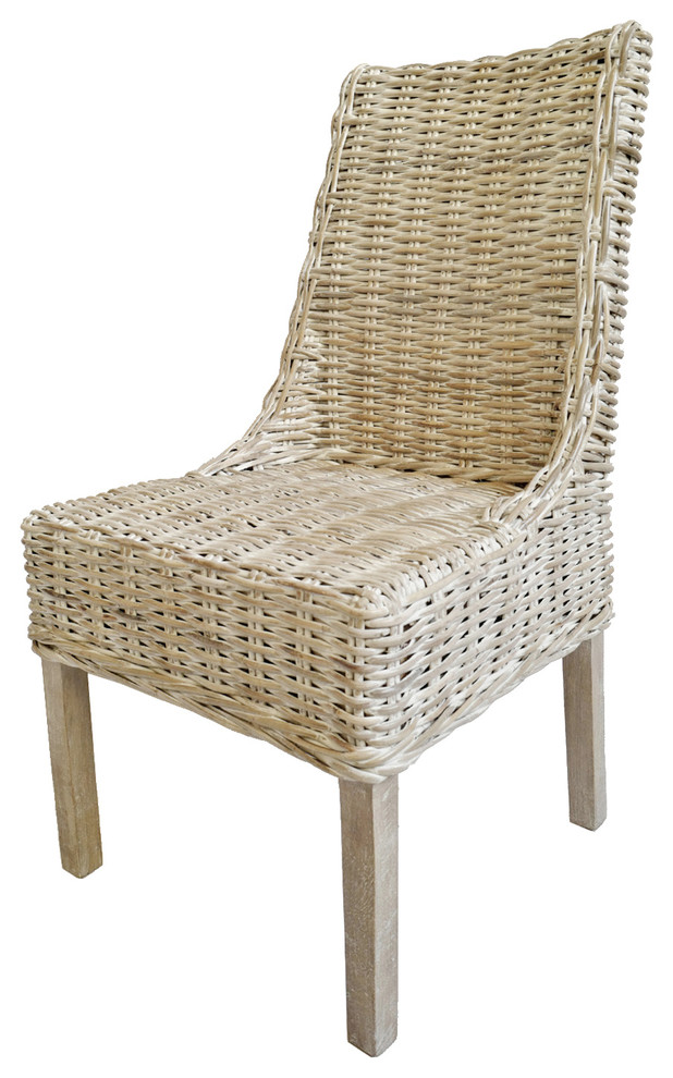 White Wash Wicker Dining Chair, White Washed Cane Dining Chairs
