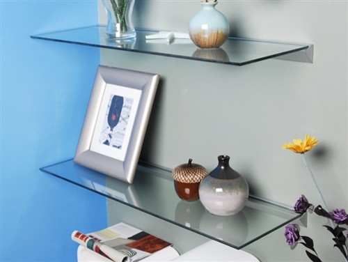 Frosted Glass Floating Shelf, 10" x 35.4"