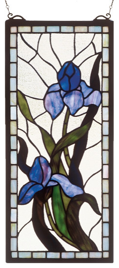 Meyda Home Decorative 9"W x 20"H Iris Stained Window Glass