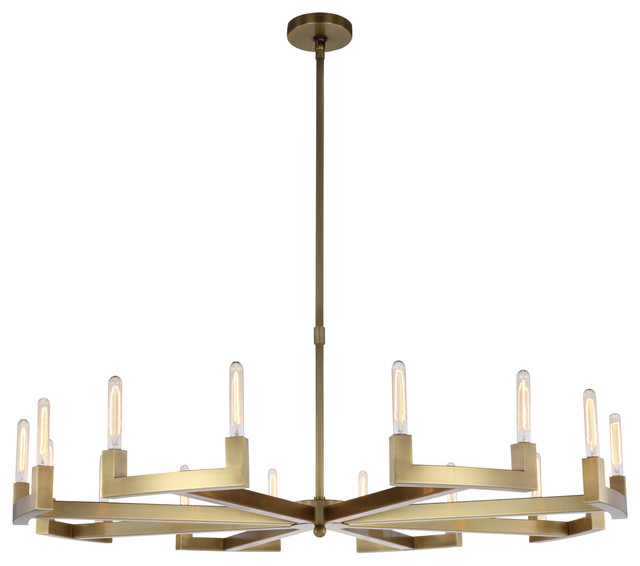 Beaux 16 Light 60 Round Chandelier Burnished Brass With Led Bulbs