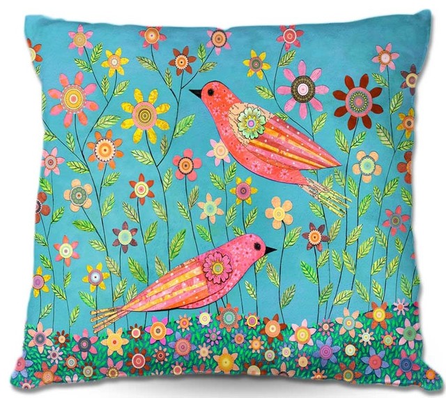 Bohemian Birds Throw Pillow, 22"x22"