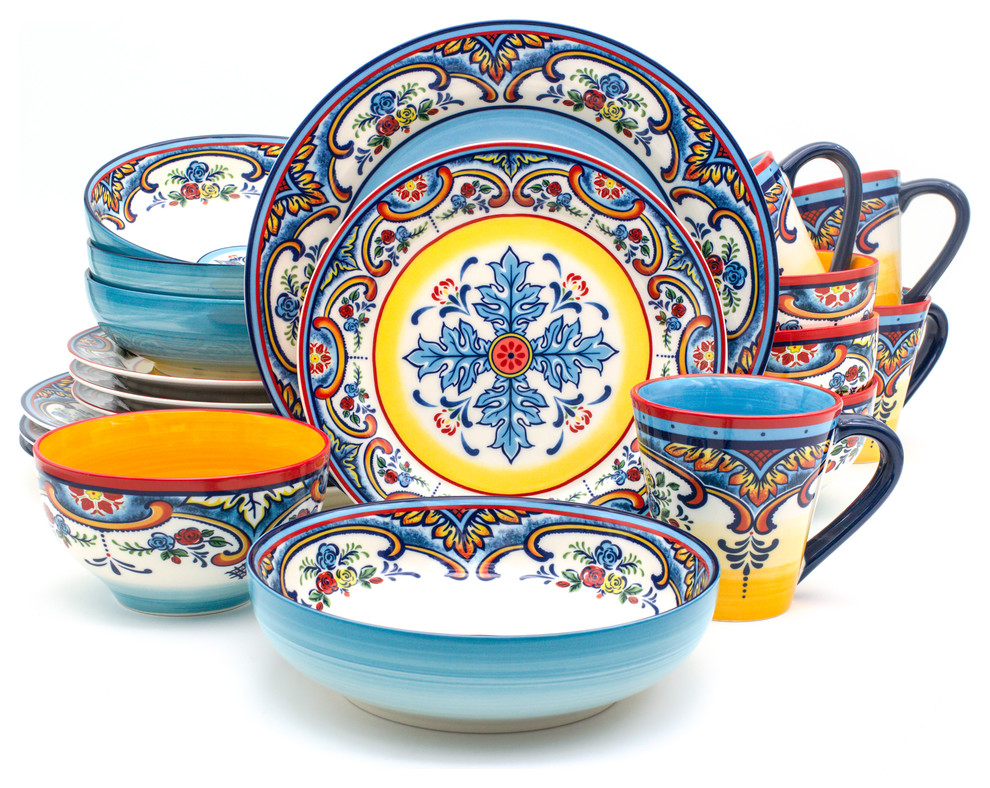 Zanzibar 20 Piece Stoneware Dinnerware Set Mediterranean Dinnerware