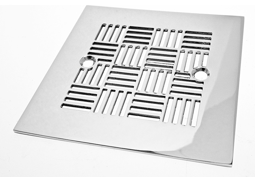 Shower Drain Cover, 4.25 Inch Square, Geometric No. 6 Design by