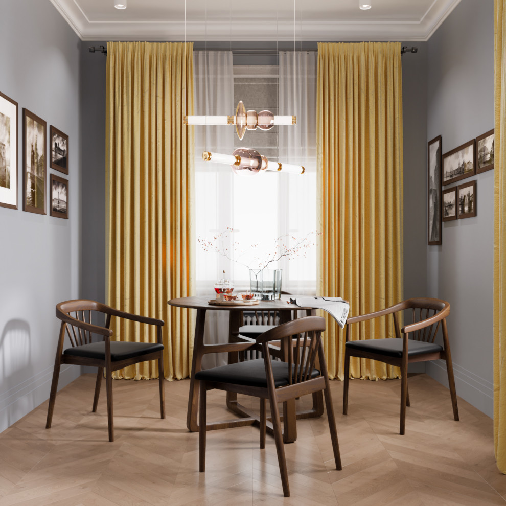 Светлая столовая с дизайнерской мебелью Artfabric