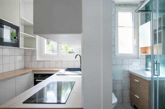 R&eacute;novation compl&egrave;te d&rsquo;un studio &agrave; Boulogne transitional-kitchen