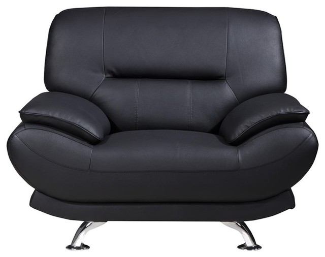 Leather Upholstered Wooden Sofa Set With Pillow Top Armrest & Steel