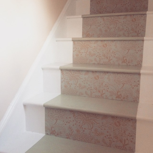 Wallpapered Staircase Traditional Staircase London By Off