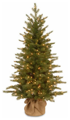 4 Ft. Feel Real Spruce Small Christmas Tree w/ 200 Clear Lights ...