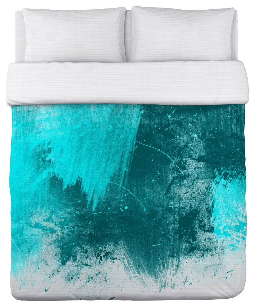 Beautiful Mess White Turquoise Duvet Cover Contemporary Duvet