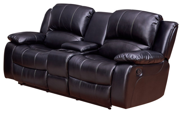 B Furniture Bonded Leather, Milano Blue Leather Reclining Sofa