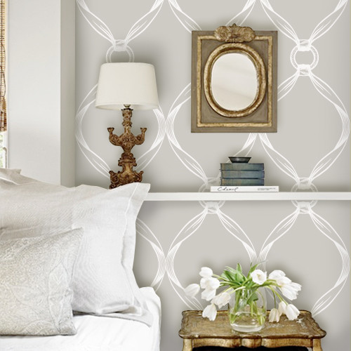 TIFFANY KNOTS LIGHT GREY REMOVABLE WALLPAPER Transitional Wallpaper