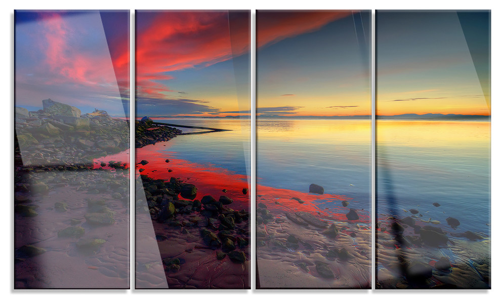 "Blasts of Color at the Sunset" Metal Wall Art, 48"x28" Beach Style Metal Wall Art by