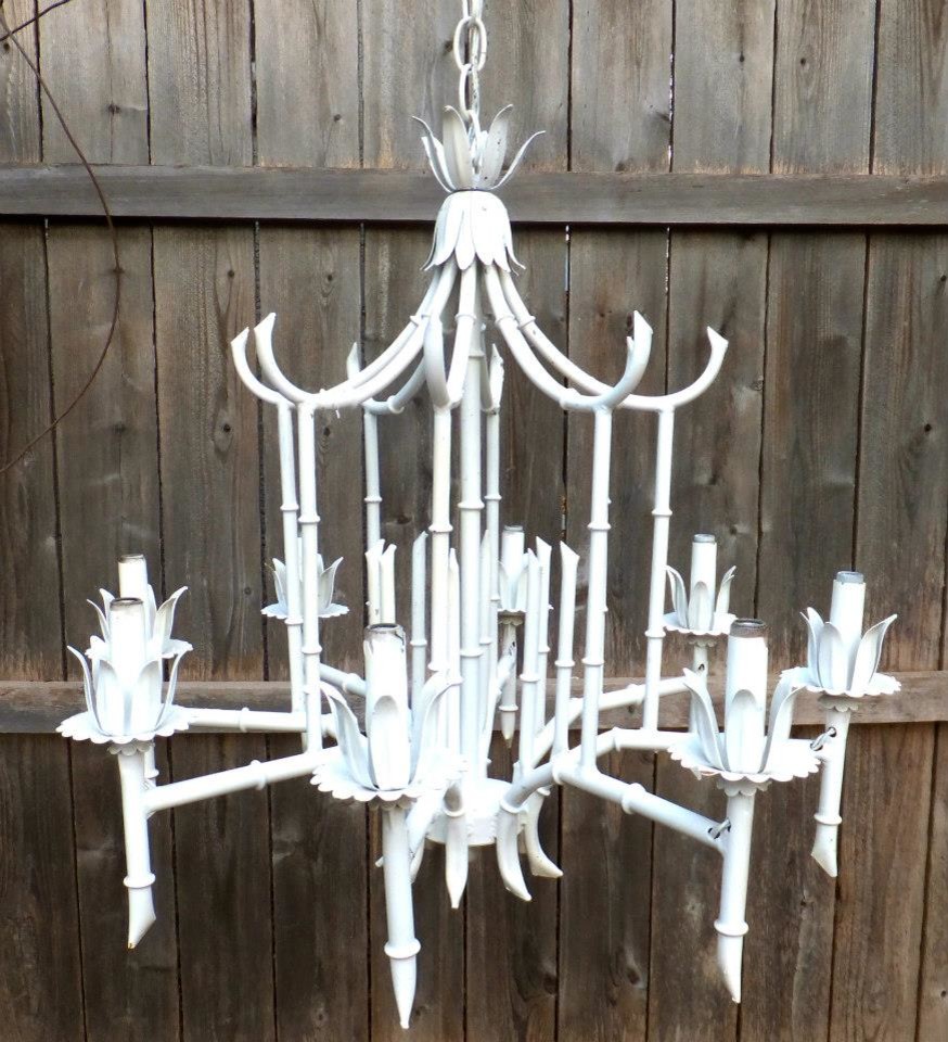 White bamboo chandelier online